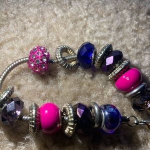 Pink and purple bead bracelet